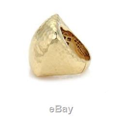 18k Yellow Gold, Roberto Coin Martellato Square Top Ring 17+grams, Size 7.5