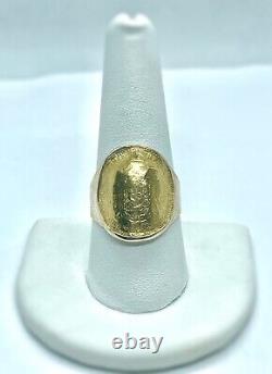 18k yellow gold coin ring band size 9.25 3.18mm-21.26mm width 7.1 grams estate