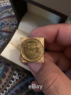 18kt Solid Gold Kennedy Eagle Token Ring Men's Sz 10 16.3 Grams 18k Appraised