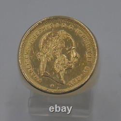 18kt Yellow Gold Ring W 1892 Gold Coin 10 Frank. Size 7,11.2 Grams