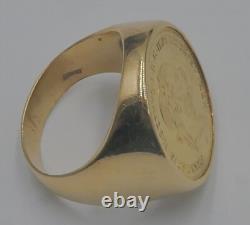 18kt Yellow Gold Ring W 1892 Gold Coin 10 Frank. Size 7,11.2 Grams