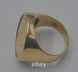 18kt Yellow Gold Ring W 1892 Gold Coin 10 Frank. Size 7,11.2 Grams