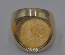 18kt Yellow Gold Ring W 1892 Gold Coin 10 Frank. Size 7,11.2 Grams
