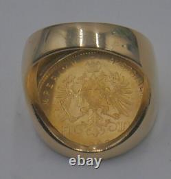 18kt Yellow Gold Ring W 1892 Gold Coin 10 Frank. Size 7,11.2 Grams