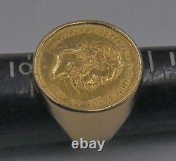 18kt Yellow Gold Ring W 1892 Gold Coin 10 Frank. Size 7,11.2 Grams