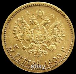 1900 Gold Russia 4.301 Grams 5 Roubles Nicholas II Coin