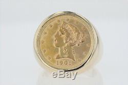 1901 $5 Liberty Head Coin Ring Size 11 / 23.66 grams