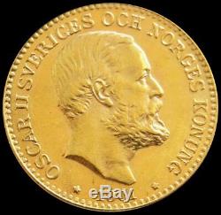 1901 EB Sweden 10 Kronor 4.48 Grams. 900 Gold (King Oscar II) ANACS MS 64