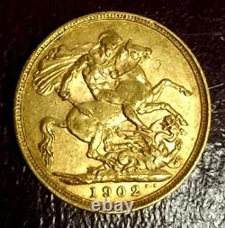 1902 Edward VII Gold Sovereign. 2354 oz / 7.278 Grams Pure Gold- London Mint