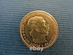 1905 Austria Gold Coin 10 Corona Uncirculated 3.38 Grams Emperor Joseph