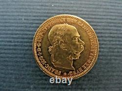 1905 Austria Gold Coin 10 Corona Uncirculated 3.38 Grams Emperor Joseph