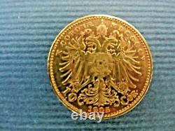 1905 Austria Gold Coin 10 Corona Uncirculated 3.38 Grams Emperor Joseph
