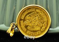 1906 Mexico 5 Pesos Gold Coin IN 14K Bezel Pendant KM#464