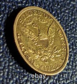 1907 D US $5 Liberty Half Eagle Gold Coin! 8.3grams! Free Shipping