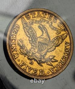 1907 D US $5 Liberty Half Eagle Gold Coin! 8.3grams! Free Shipping