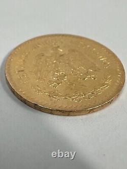 1907 Mexico Gold 5 Five Cinco Pesos Gold Coin 4.1 Grams Ex-Jewelry