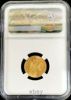 1908 Gold Austria 10 Corona 3.38 Grams 60th Anniversary Ngc Mint State 61