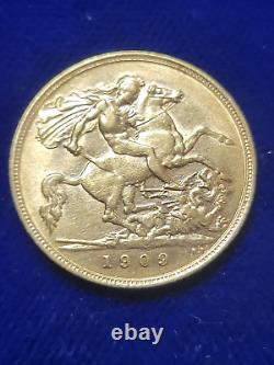 1909 Gold HALF-Sovereign Great Britian Coin 0.1176 AGW 3.99 GRAMS