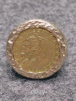 1909 Indian Head $2.5 Gold Coin In 14k Bezel 18.9 Grams