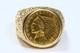 1910 (rare) $2.5 Dollar Indian Head Gold Coin Set In Heavy 14k Ring 15 Grams
