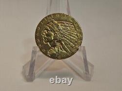 1911 US $5 Gold Indian Head Half Eagle Coin, Low mintage 32,166 Surviving