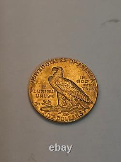 1911 US $5 Gold Indian Head Half Eagle Coin, Low mintage 32,166 Surviving