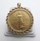1911 S $20 St Gaudens Gold Coin Pendant With 13k Rope Bezel 42.6 Grams
