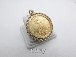 1911 s $20 St Gaudens Gold Coin Pendant with 13K Rope Bezel 42.6 Grams