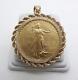 1911 S $20 St Gaudens Gold Coin Pendant With 14k Rope Bezel 42.6 Grams