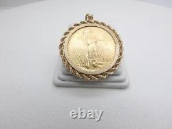 1911 s $20 St Gaudens Gold Coin Pendant with 14K Rope Bezel 42.6 Grams