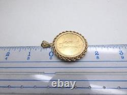 1911 s $20 St Gaudens Gold Coin Pendant with 14K Rope Bezel 42.6 Grams