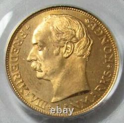 1912 Vbp Gold Denmark 8.96 Grams 20 Kroner Frederik VIII Rare Pcgs Mint State 67