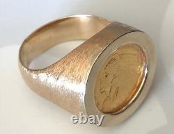 1913 $2.50 Heavy Powerful Gold Ring 30.1 Grams-size 12+ Stylish Rare Historic