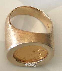 1913 $2.50 Heavy Powerful Gold Ring 30.1 Grams-size 12+ Stylish Rare Historic