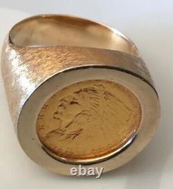 1913 $2.50 Heavy Powerful Gold Ring 30.1 Grams-size 12+ Stylish Rare Historic