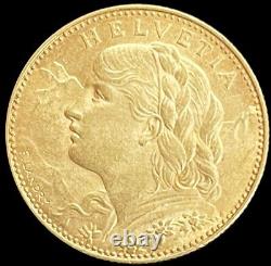 1913 B Gold Switzerland 10 Francs 3.225 Grams Helvetia Coin Bern Mint