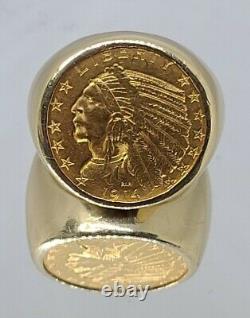 1914 $5 Indian Head Gold Coin Ring 24 Grams Size 10 26 MM Wide