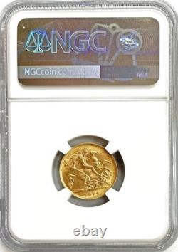 1914 Gold Great Britain 1/2 Sovereign 3.994 Grams King George V Coin Ngc Ms 63