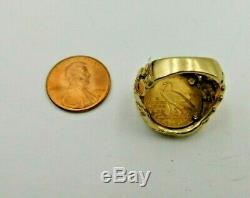 1914 Indian Head 2-1/2 $2.50 Coin 14K Yellow Gold Ring 16.5 Grams (151)