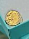 1915 $ 2.5 Indian Head Eagle Gold Coin Size 9.5 10k Vs1 Diamond Ring 13 Grams