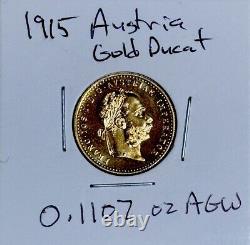 1915 AUSTRIA 1 DUCAT RESTRIKE PROOFLIKE GEM. 1106 Oz COIN GOLD. 986 Beauty