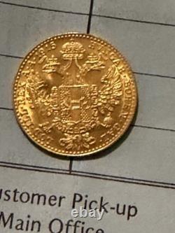 1915 Gold Austria 3.49 Grams 1 Ducat Coin Mint State Condition