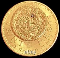 1919 Gold Mexico 20 Pesos 16.66 Grams Aztec Sunstone Mint State Coin
