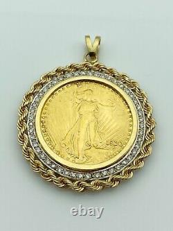 1920 Liberty $20 Coin with Solid Gold and 1.75ct Diamond Frame 50.9 grams