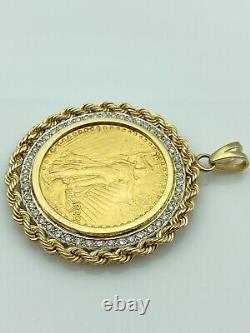 1920 Liberty $20 Coin with Solid Gold and 1.75ct Diamond Frame 50.9 grams