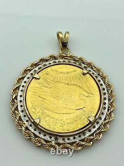 1920 Liberty $20 Coin with Solid Gold and 1.75ct Diamond Frame 50.9 grams