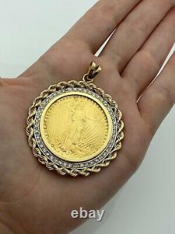 1920 Liberty $20 Coin with Solid Gold and 1.75ct Diamond Frame 50.9 grams