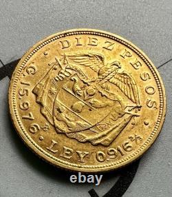 1924-B Colombia 10 Pesos 91.7% Gold 15.976 Grams Antique Collectible Coin
