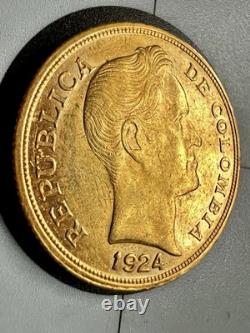 1924-B Colombia 10 Pesos 91.7% Gold 15.976 Grams Antique Collectible Coin