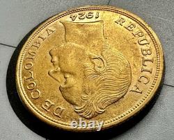 1924-B Colombia 10 Pesos 91.7% Gold 15.976 Grams Antique Collectible Coin